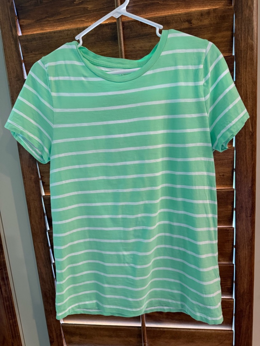 J. Crew Mint Green and White Striped Cotton Tee size L